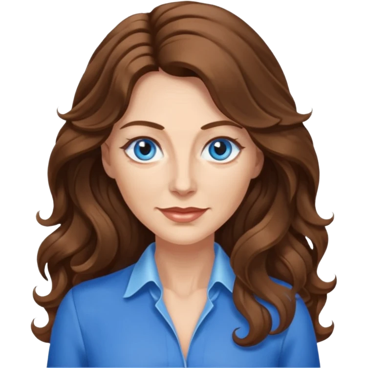 Extra Long wavy hair, brown hair, blue eyes Caucasian, age 50, sexy clothes boobies emoji