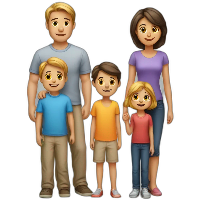 family, mom, dad, daughter, little son, cat and dog emoji