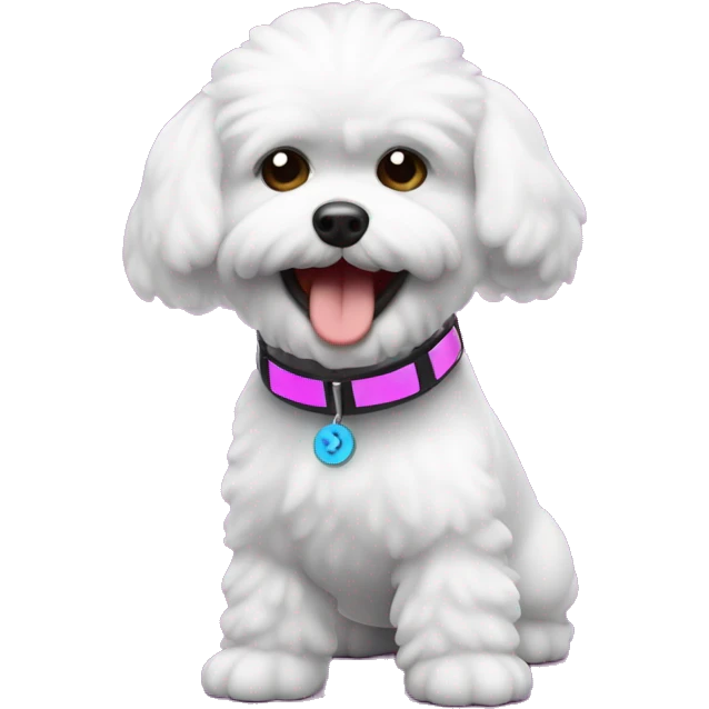 Bichon freise con audifonos bailando emoji
