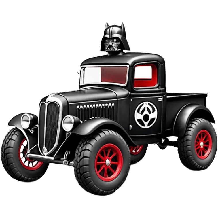 1:10 off-road lcg short wheelbase jumping Basher CatWoman’s 1934 blackened tarnished Darth Vader hotrod ford jaguar rc pickup (extra wide low-profile rock climbing tires without fenders) emoji