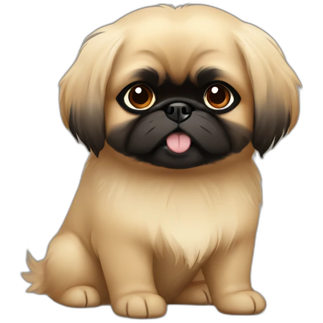 Black face pekingese beige body emoji