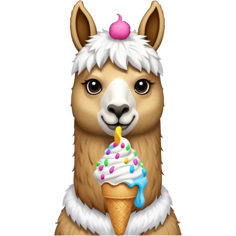 Llama with ice cream emoji