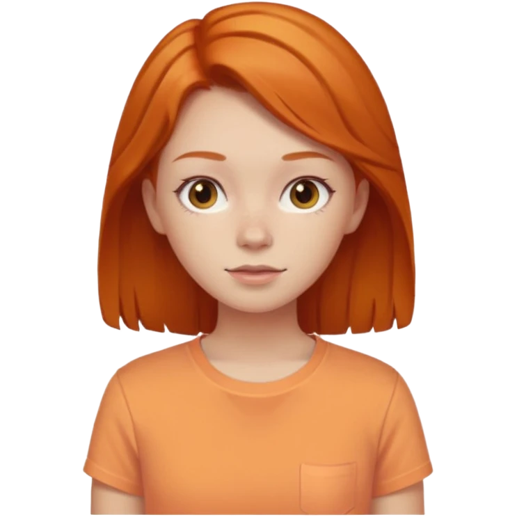 Pretty ginger hair girl wearing pastel orange shirt emoji