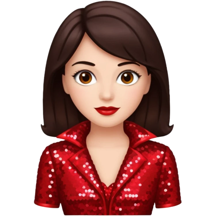Carol Lawrence with dark brown hair, red sequin outfit emoji