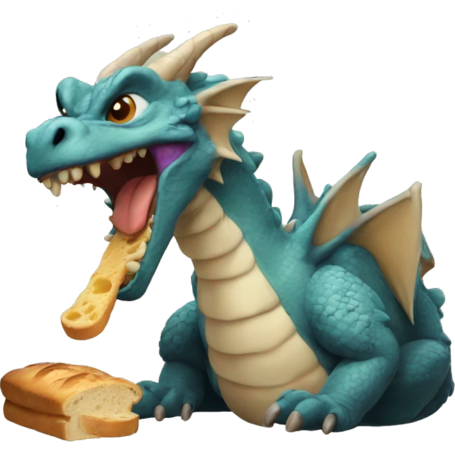 bread eating dragon
 emoji
