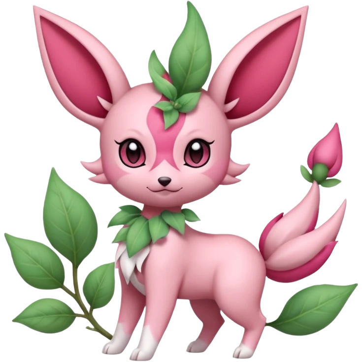 Rosy floral romantic cute kawaii Ivy-Scizor-Sylveon-Leafeon-Pokémon-Digimon-Fakémon-hybrid-fusion-creature emoji