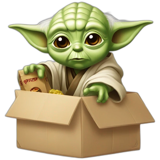 YODA CARGANDO CAJA CON MERCANCIA CHINA emoji