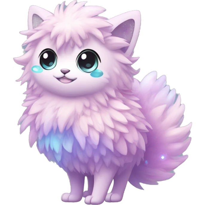 Shiny Shy Cool Sparkly Colorful Pastel Fluffy beautiful fantasy Kawaii Ethereal Sona Fakemon-animal Full Body emoji