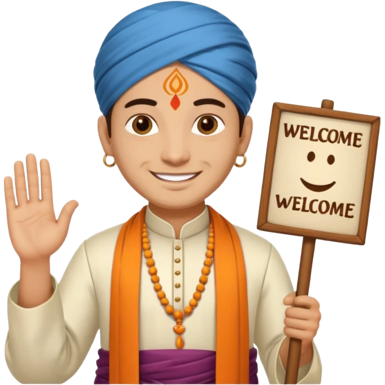 PANDIT JI WITH WELCOME TYPE emoji