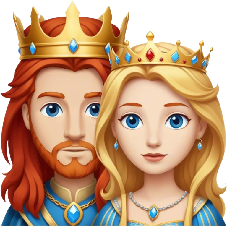 Red hair king, blonde queen, blue eyes emoji
