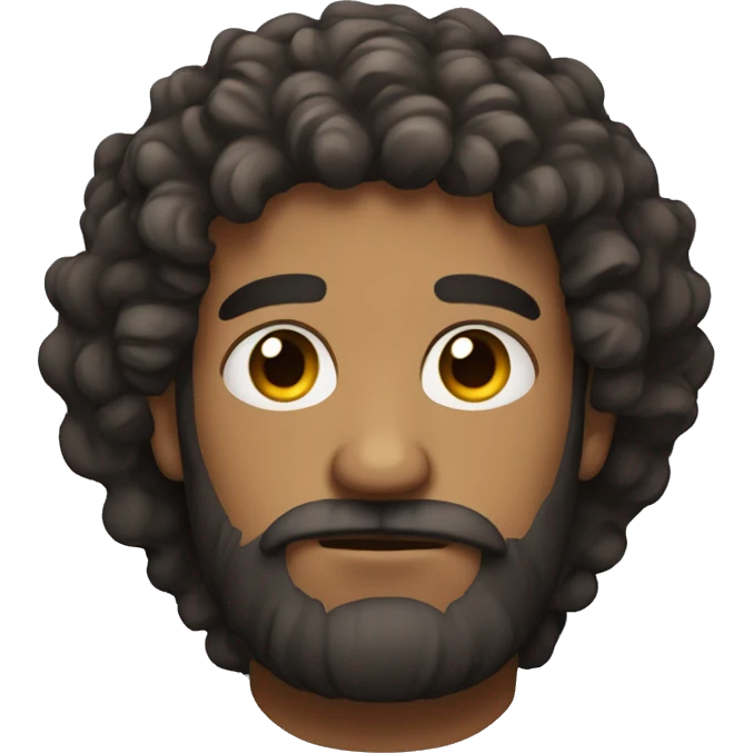 Man with beard lazy eyes curly hair serious face  emoji