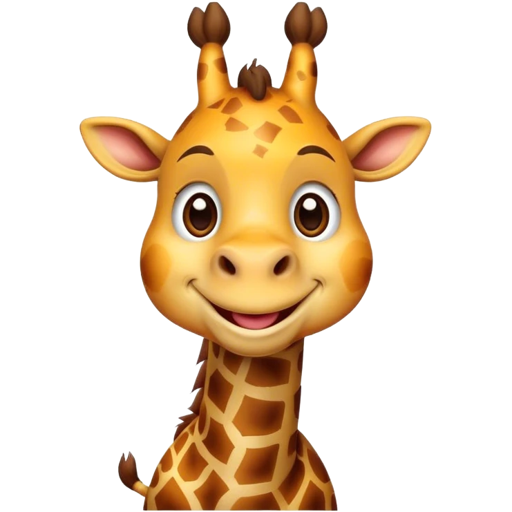 Cartoon short, fat dwarf giraffe with a big smile emoji