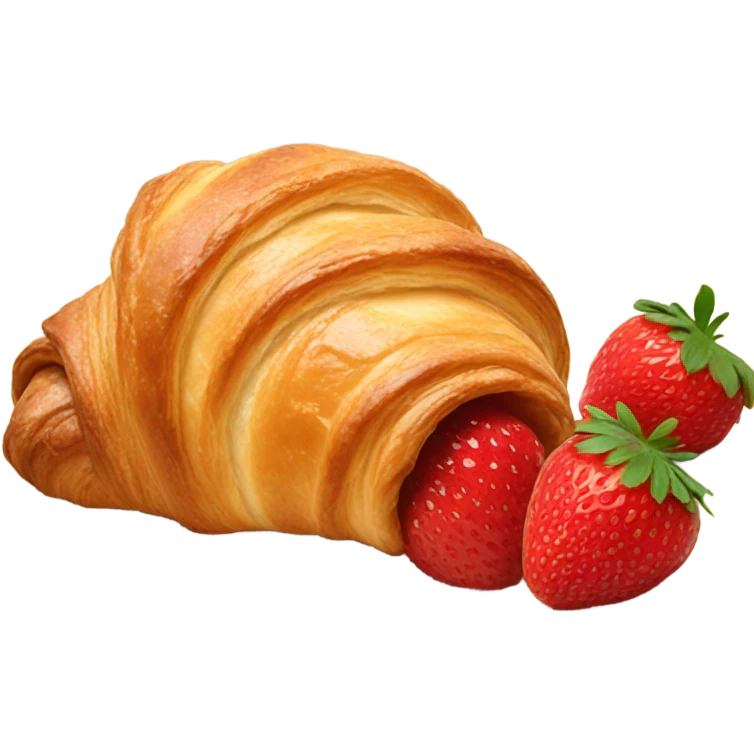 there is a croissant with strawberries in a beige plate emoji