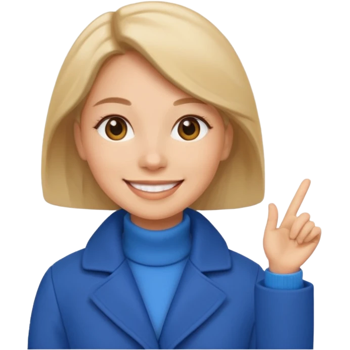 woman in blue coat, emoji