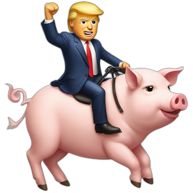 Donald trump riding a pig emoji