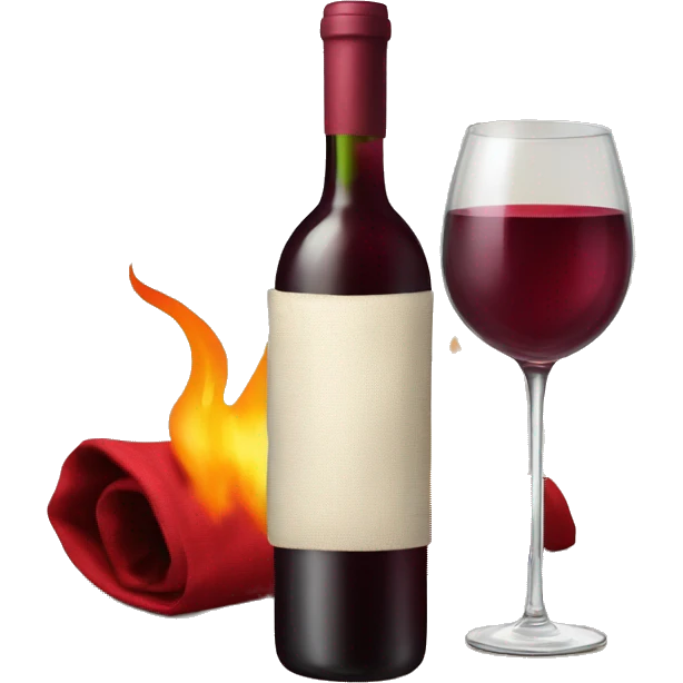 Bottle of wine with flaming cloth emoji