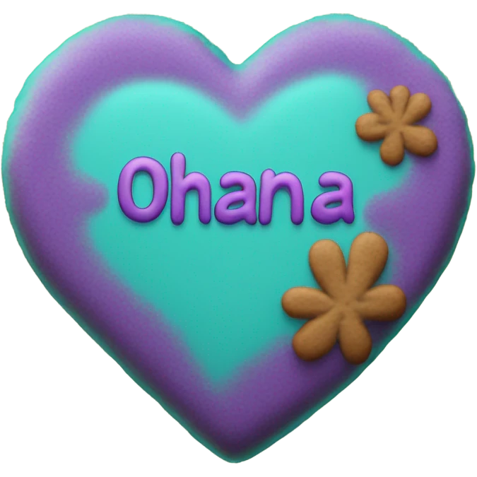 Teal purple Cookie heart with ohana emoji