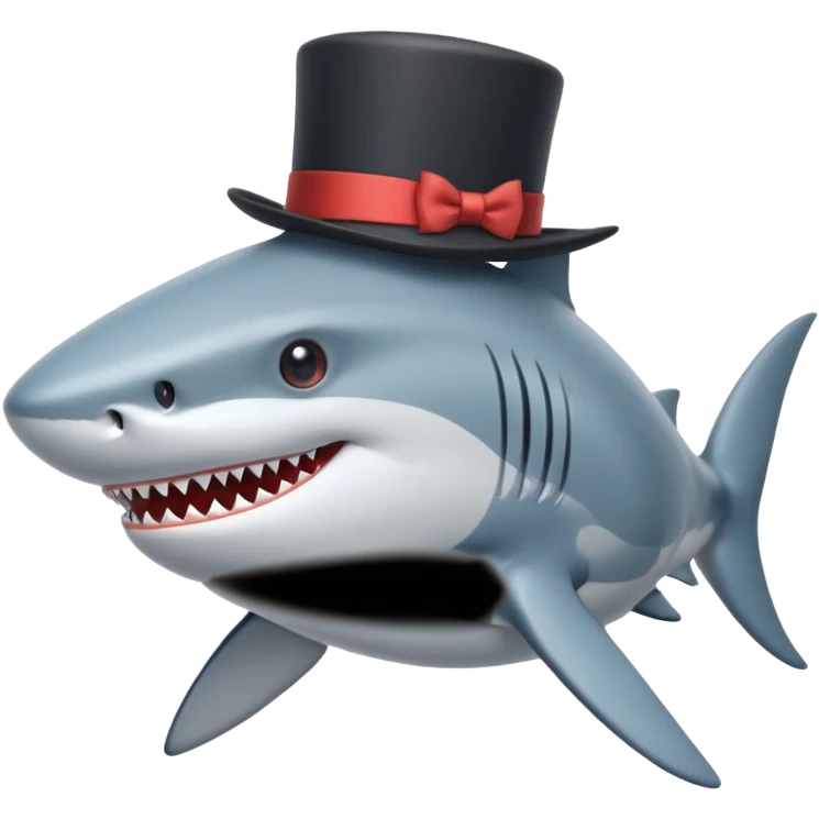 Shark with a top hat emoji