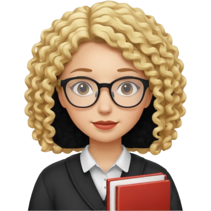 woman student , curly blone hair emoji