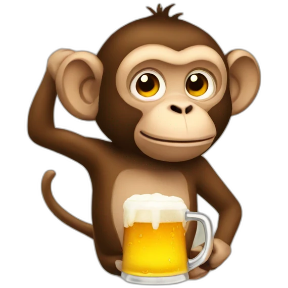 Drunk Monkey drinks beer emoji