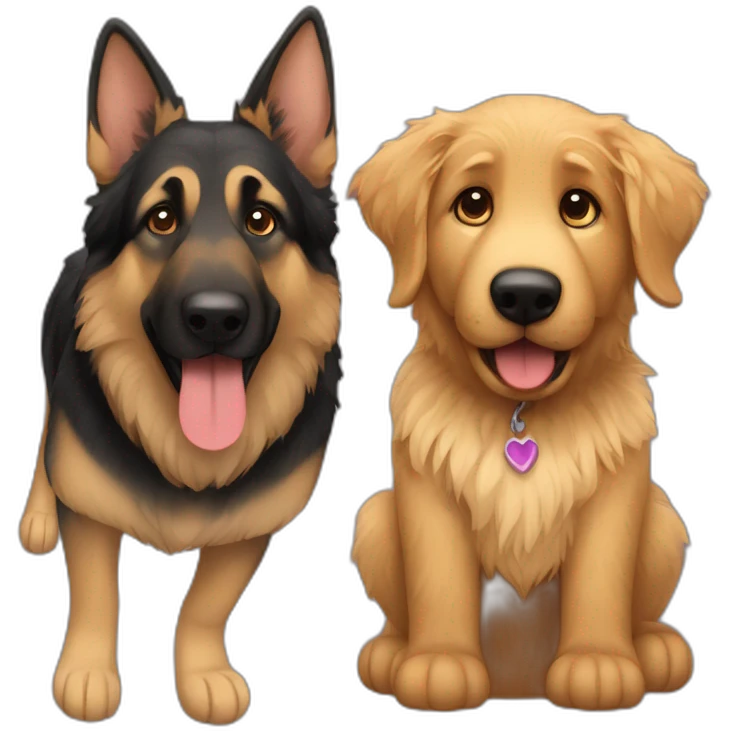 German shepherd and golden doodle  emoji