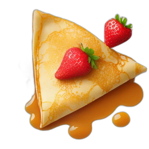 Crêpe bretonne dans une assiette avec des fraises et du caramel  emoji