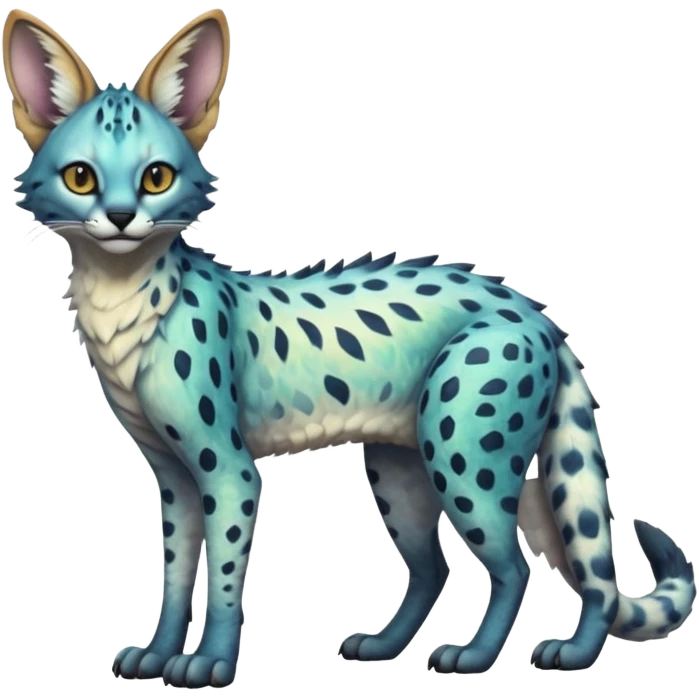 Epic scaley scaled iridescent complex detailed realistic aesthetic-scenic-Fakémon-Trico-Sergal-Serval-Vernid-creature emoji