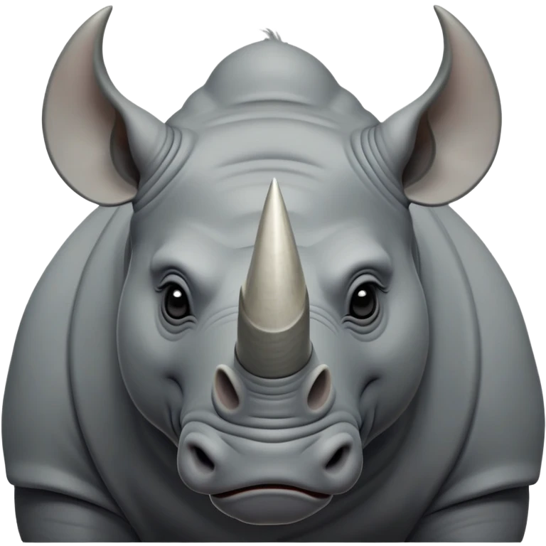 cinematic-noble--rhinoceros-portrait-emoji,slate-grey-hide--poised-and-regal,-with-a-massive,-powerful-build-and-a-thick, -deep-set-soulful-piercing-eyes,-simplified-yet-sharp-and-sophisticated-features,-highly-detailed,-large-black-eyes, zoomed out showing shoulders, large white horn  emoji