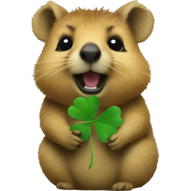 quokka holding a clover emoji