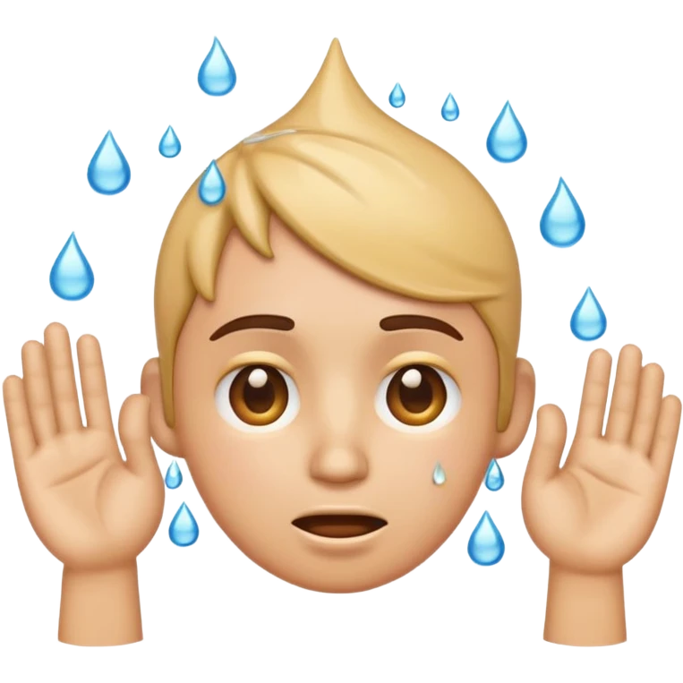 Emoji winding head with hand and sweat droplets on head emoji