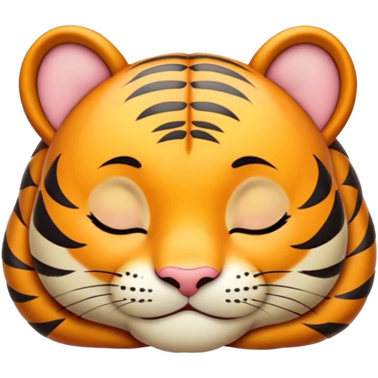 Meme-Worthy cute Sleeping Tiger Cub Portrait Emoji, Head resting peacefully with a contented smile, showcasing a luxuriously soft, striped form and eyes gently closed in serene slumber, Simplified yet comically adorable features, highly detailed, glowing with a soft, drowsy wild light, high shine, relaxed and utterly lovable, stylized with an air of playful laziness, bright and heartwarming, soft glowing outline, capturing the essence of a sleeping tiger cub that feels destined to become the next viral icon of adorable rest! emoji