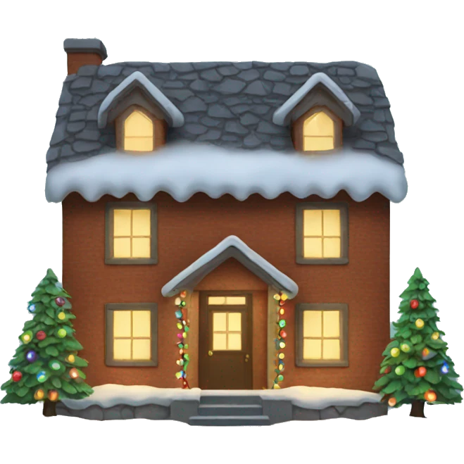 House with Christmas lights emoji