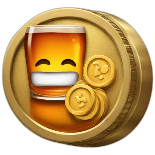 Coin with whiskey emoji