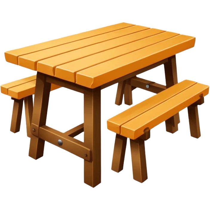 mesa alta color madera natural con bancas altas de color madera natural emoji