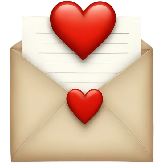 Letter with red heart  emoji