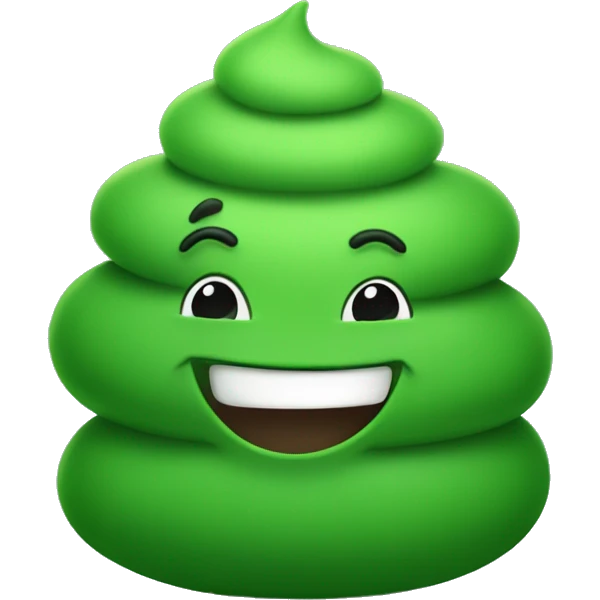 A smiling piled up green poo emoji