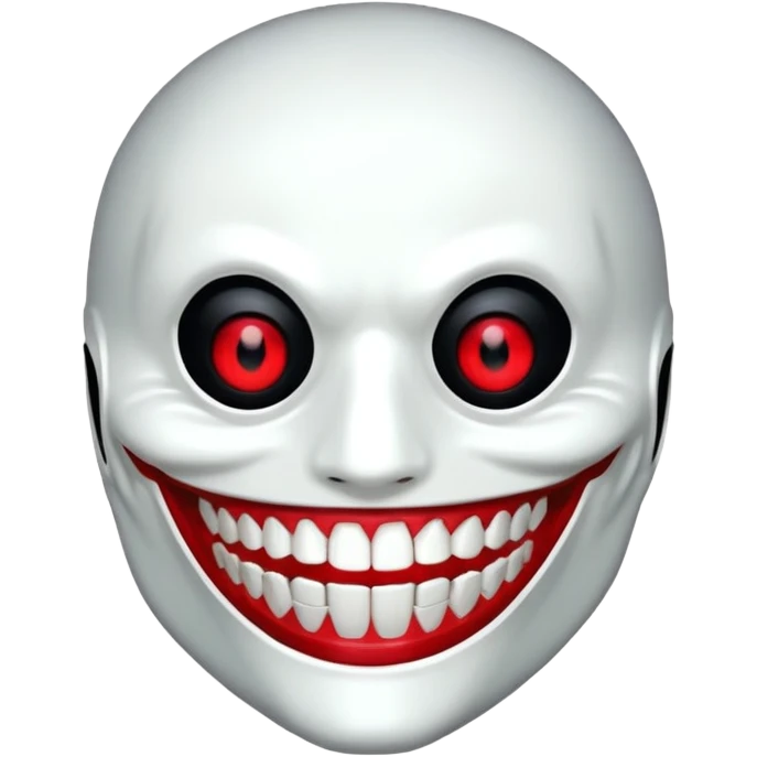 Tokyo ghoul smiling, mask with teeth, one red eye, dark background emoji