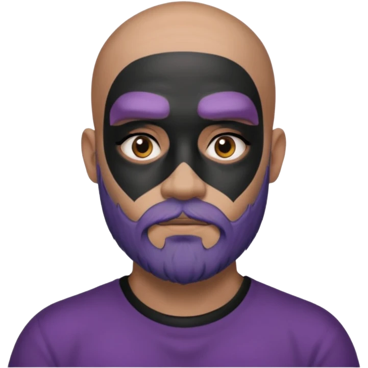bald purple bearded man with black face tattoo emoji