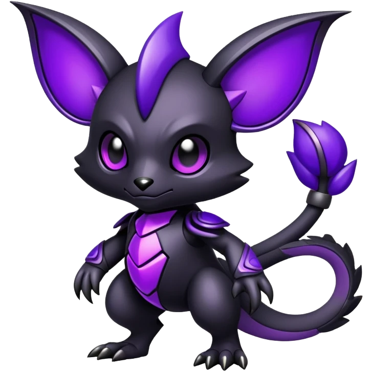 Modern futuristic black dark fakemon-creature with purple accents emoji