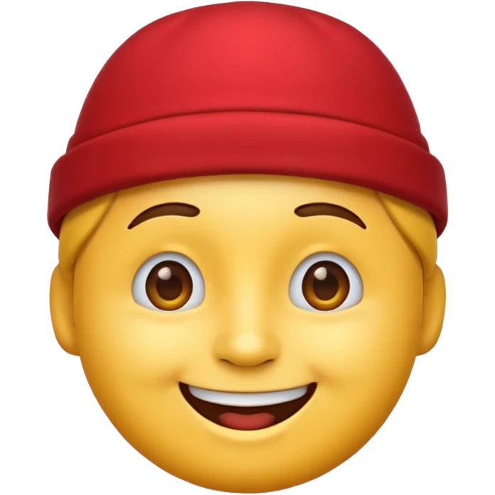 make a yellow face emoji with a red hat emoji