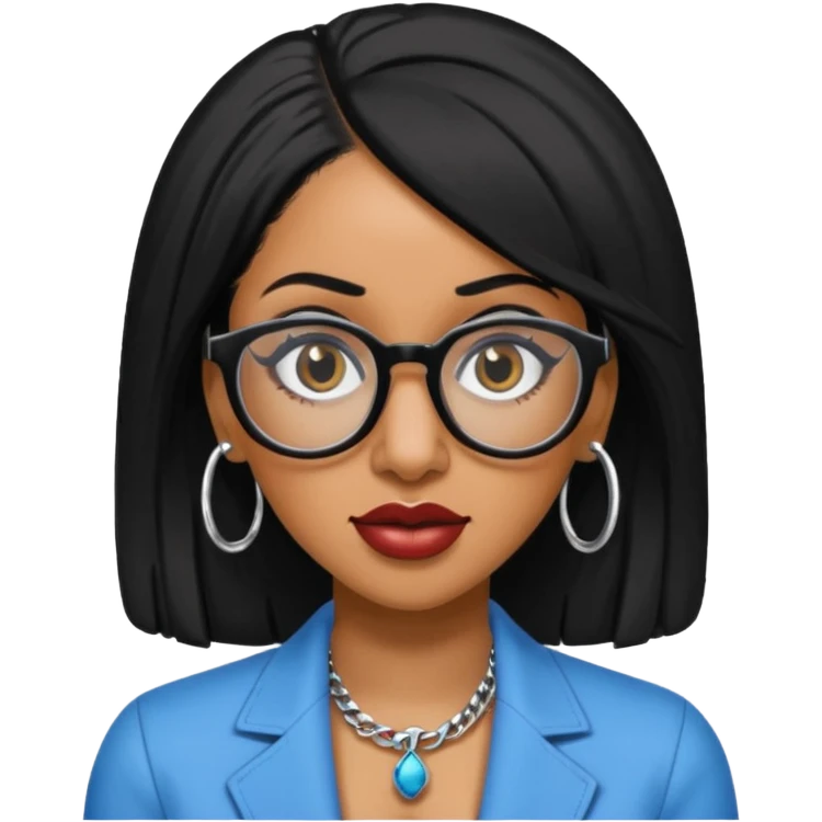 rapper Cardi B black hair wear glasses emoji