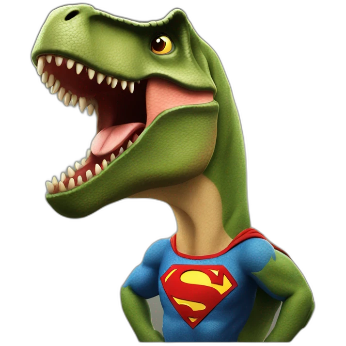 t-Rex with superman symbol with thumb up emoji