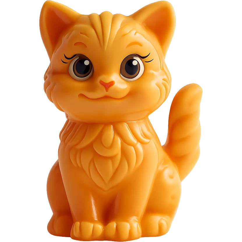 Isolate the kitten-shaped candy on a transparent background, removing all background elements. emoji