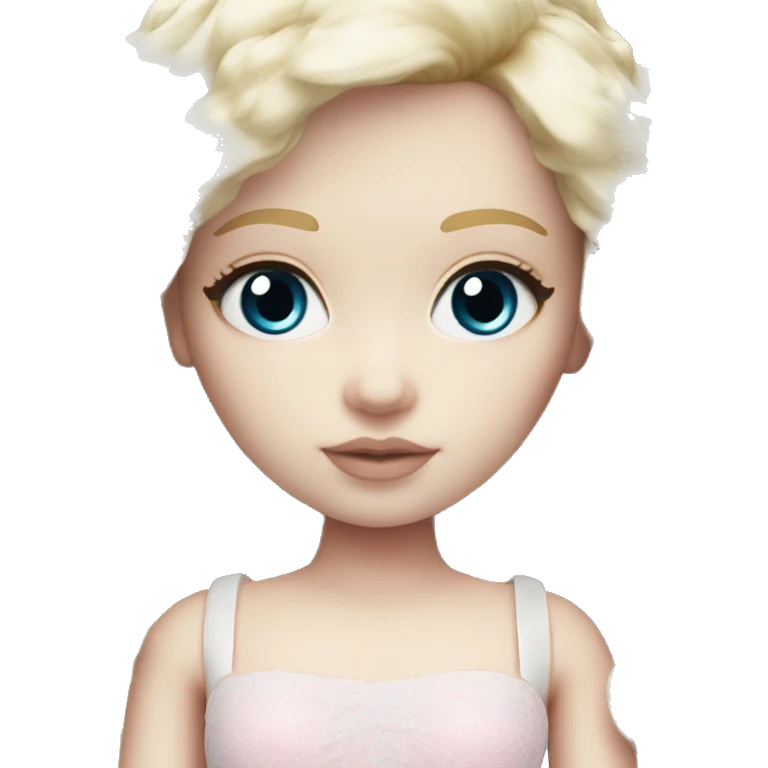 ocean blue doll eyes, blonde hair, feminine, pink, girl, angelic, pale skin emoji