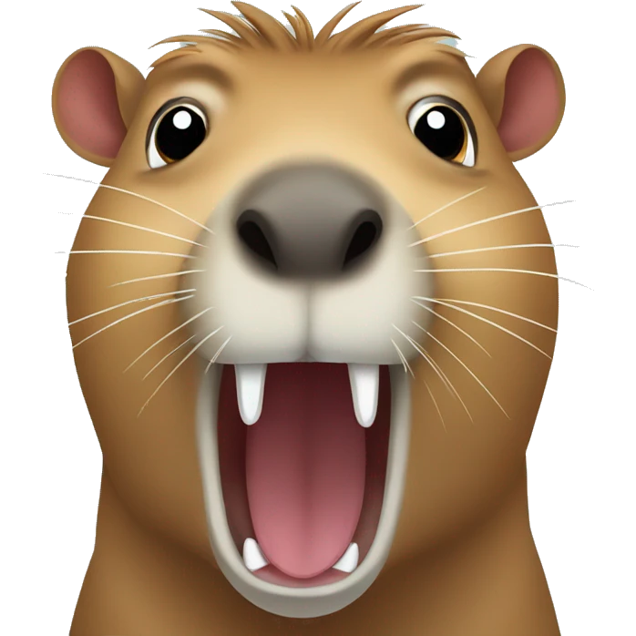 capybara in fear with mouth comically wide open emoji