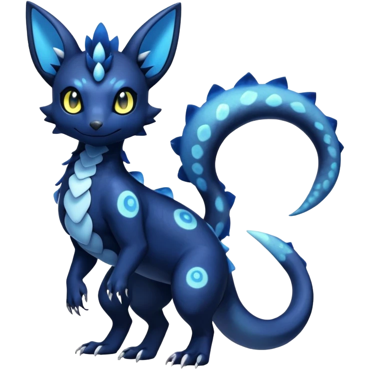 Colorful Iridescent Exotic Salandit-Meowstic-Umbreon-Fakémon-hybrid-creature (full body)  emoji