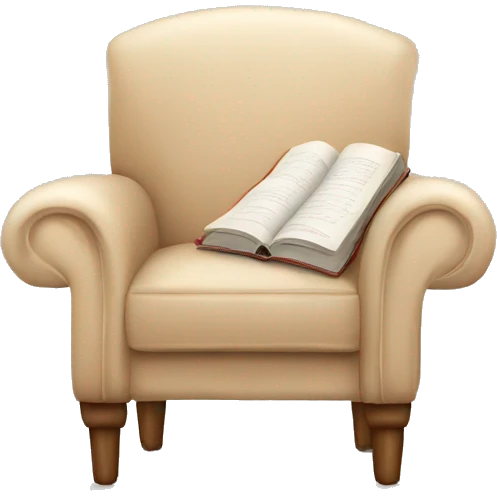 Simple Beige Armchair with blanket and open book on it emoji
