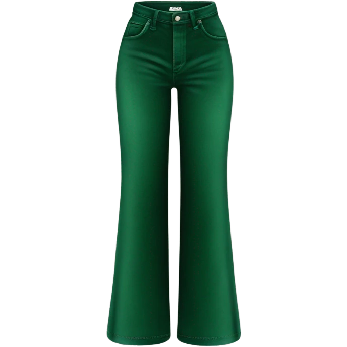 Realistic long Wide leg high waisted green velour jeans, isolated emoji