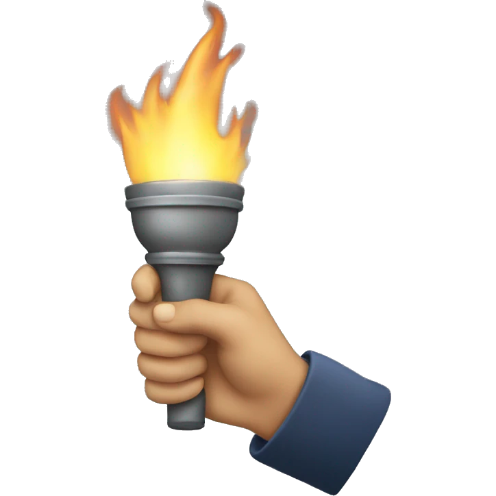hand with torch emoji