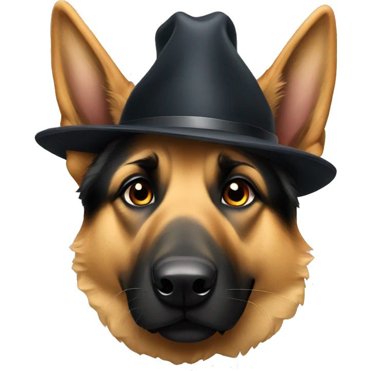 German shepherd with hat emoji
